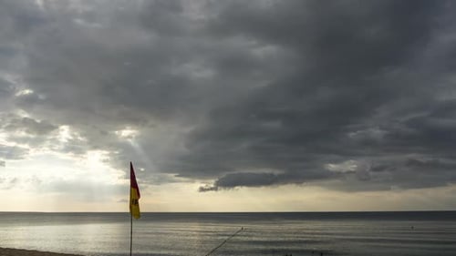 Dramatic Clouds Over the Ocean Beach