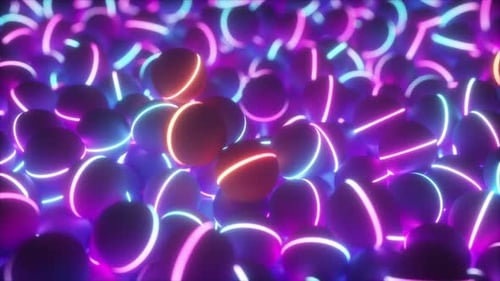 Dynamic Abstract Background with Colorful Neon Spheres