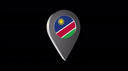 Namibia Flag 3D Map Pin Rotating Animation