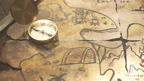 Animated Pirate Treasure Map with Route and Discovery