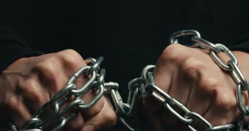 Hands Hold Iron Chain