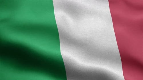 Waving Italian Flag with Realistic Fabric Texture