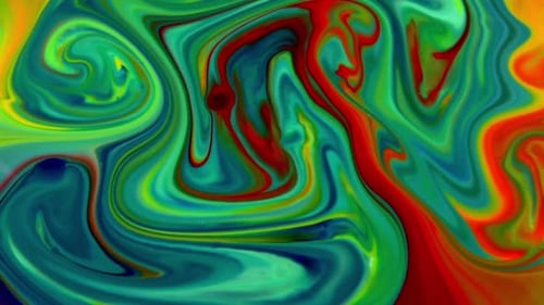 Abstract Art Swirls of Green, Blue, Red and Yellow