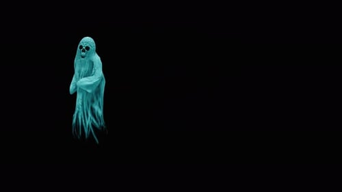 Animated Teal Ghost Floating for Halloween