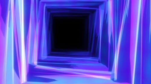 Seamless Loop of a Moving Abstract Neon Tunnel