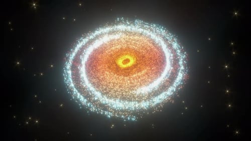 Particules incandescentes et galaxie de la voie lactée, étincelles explosives.
