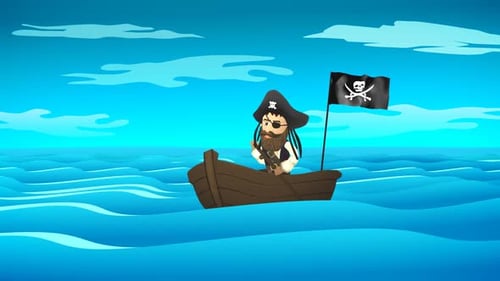Cartoon Pirate Sailing Adventure on the Open Sea