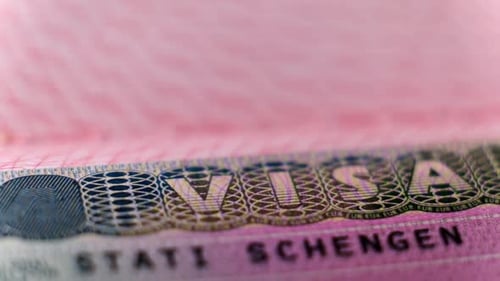Macro Shot of Visa Stamp in Passport