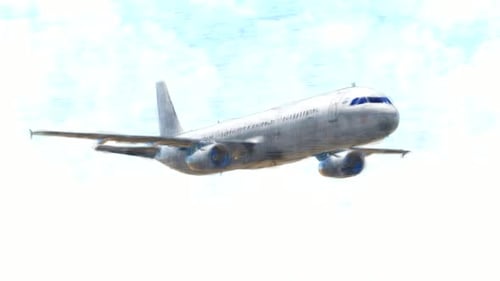 Artistic Hand-Drawn Airplane Flying Animation