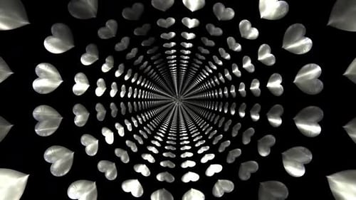 Abstract Hearts Shape Flowers Motion Background