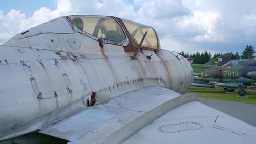 Old Jet Fighter Aircraft in Openair Military Museum