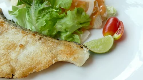 Delicious Fish Dish Served with Fresh Salad