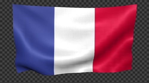 Seamlessly Looping Waving French Flag with Alpha Channel