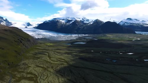 Majestic Aerial View of Snow-Capped Mountain Landscape