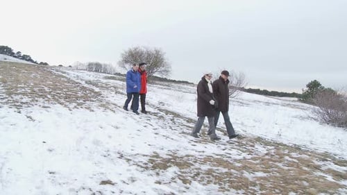 Seniors Walking Down Hill