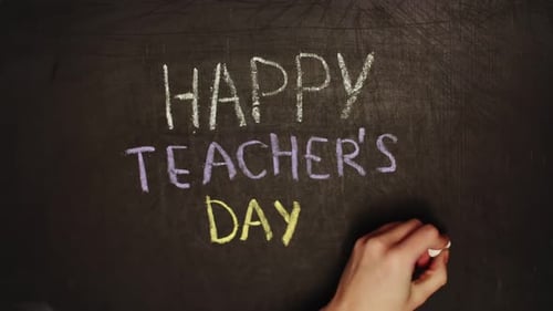 Colorful Chalkboard Art for Happy Teacher's Day