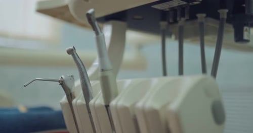 Close-Up of Dental Instruments in Clinic