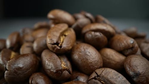 Macro Shot of Roasted Coffee Beans