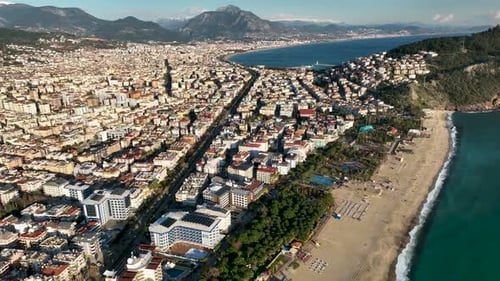 Panorama over the city Aerial View 4 K