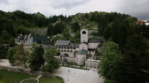 Flying above the Cetinje monastery, Montenegro - aerial shoot