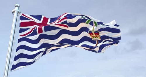 British Indian Ocean Territory Flag Waving Against a Cloudy Sky