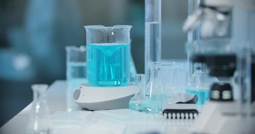 Chemical Mixing in a Beaker in a Laboratory