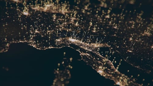 Night Map Of Central Europe