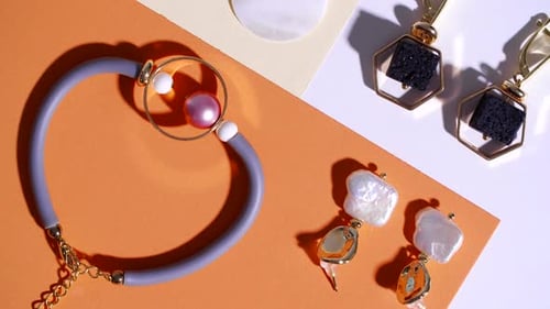 Elegant Jewelry on Color Background