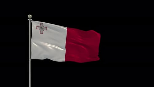 Realistic Waving Malta National Flag Animation