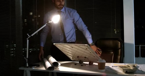 Businessman working late night