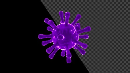 Rotating Purple 3D Virus Animation with Alpha Channel
