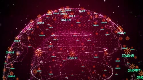 Global COVID-19 Pandemic Digital World Map Animation