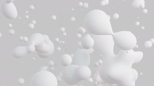 Fluid White Blobs Morphing and Merging Abstract Background