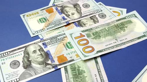 Falling Dollar Banknotes.