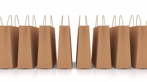 Retail Paper Shopping Bag in the Online Store Isolated on the White Background
