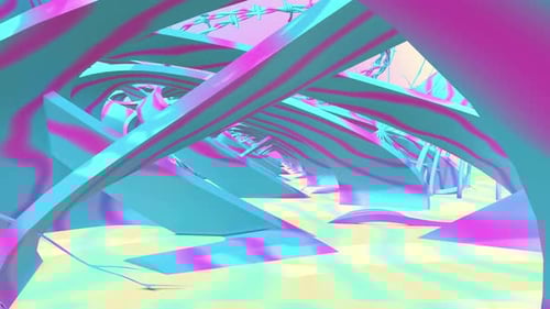 Abstract Wavy Tunnel Animation in Bright Neon Colors