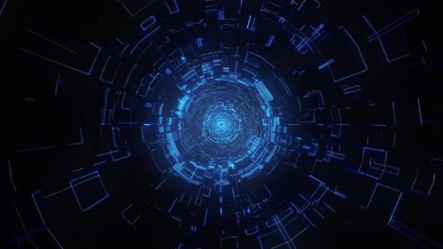 Hyperspace Worm Hole, Abstract Blue Sci-Fi Tunnel Background