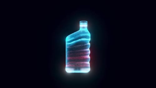 Futuristic Holographic Wireframe Bottle Product Display Animation