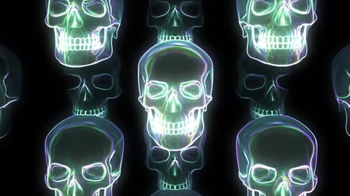 Neonleuchtender Totenkopf 4k 04