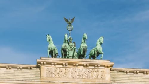 Quadriga Chariot at the Brandenburg Gate in Berlin, Germany Time Lapse Sequence
