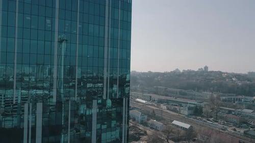 Aerial View of Glass Skyscraper