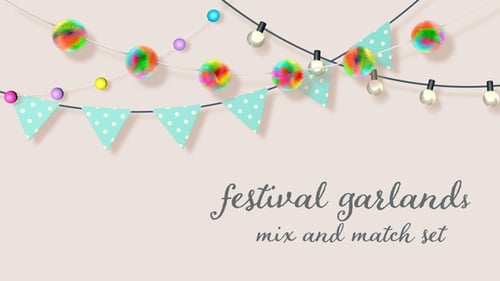 Animated Festive Garlands, String Lights, and Hearts Collection