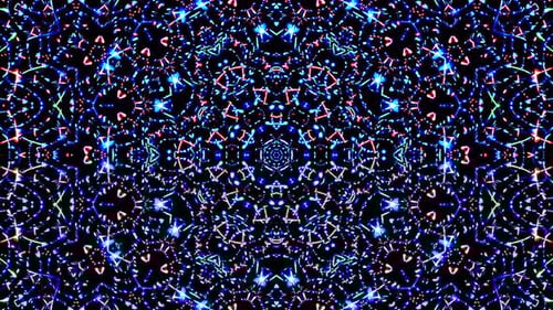 Abstract Kaleidoscope of Glowing Geometric Light Patterns