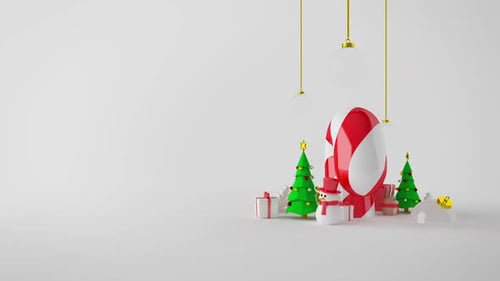 Animated Christmas Candy Cane with Holiday Decor Loop