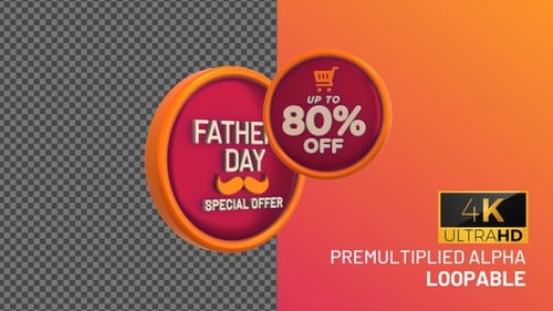 Fathers Day Up To 80 Percent Off Bage Looping with Alpha Channel