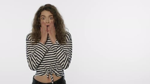 Shocked Girl Face in Studio