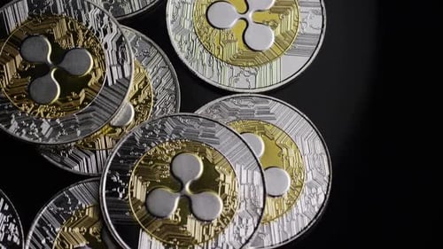 Close up of Ripple Cryptocurrency Coins