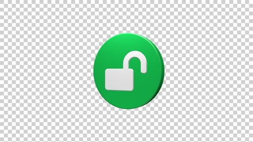 Animated 3D Green Unlock Padlock Icon Loop