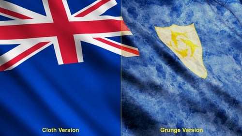 Anguilla Flag Waving Animation Clean and Grunge Versions