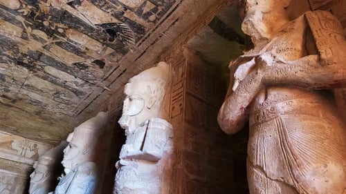 Aswan, Egypt : Great Abu Simbel temple of Pharaoh Ramses II in southern Egypt in Nubia next to Lake